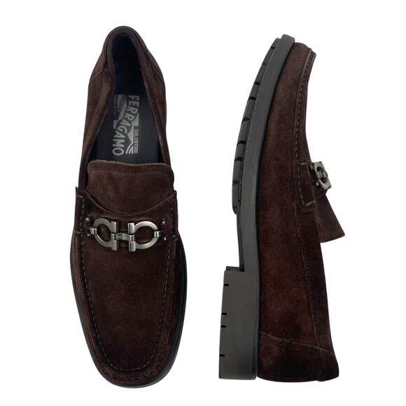 Salvatore Ferragamo Master Gancini Bit Suede Loafer Brown Size 10EE/ US 11 - Picture 4 of 15